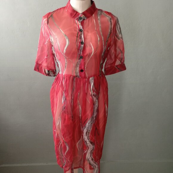 Esa Langer Sheer Pouf Dress/NWT/ Size M/Japan - Picture 1 of 15